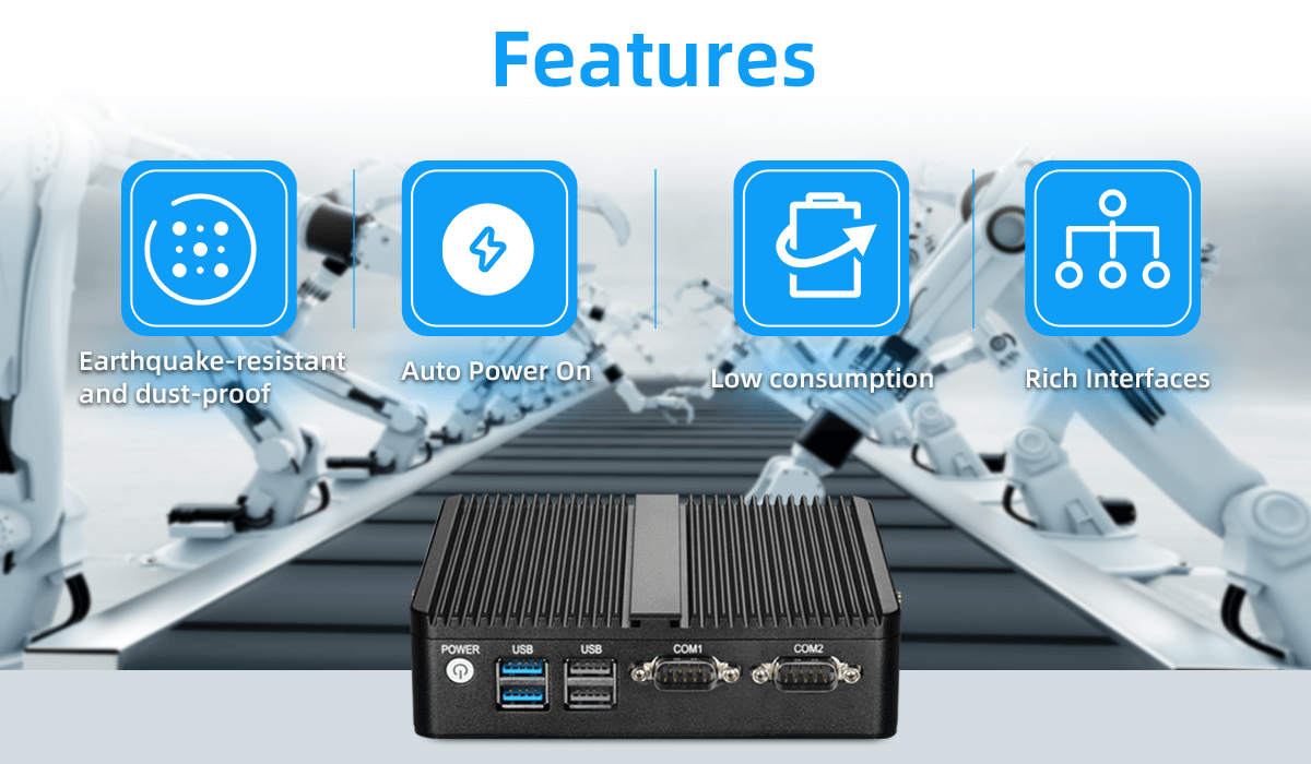 Dual Ethernet Dual COM Industrial Fanless PC Windows 10 Linux Mini Desktop