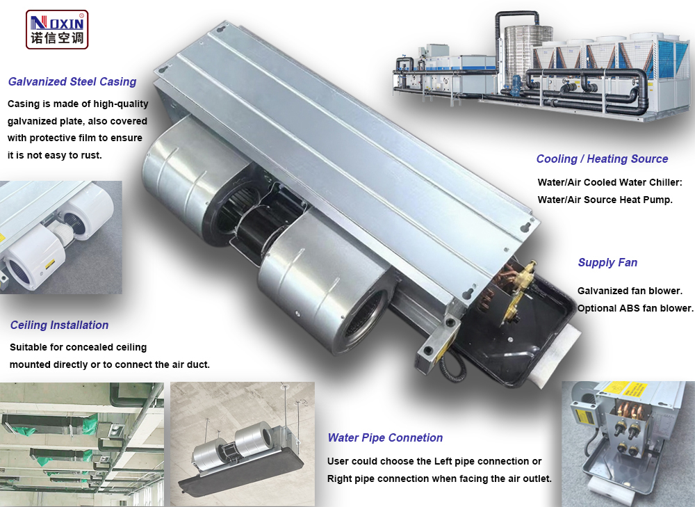 Chilled Water Fan Coil Unit Ceiling Concealed Suspended Mounted For Hotel / School