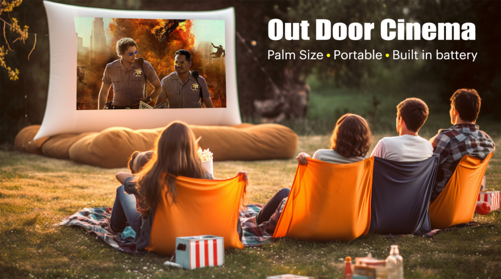 FLYIN M2 mini square DLP projector portable with built-in battery 4K outdoor camping proyector