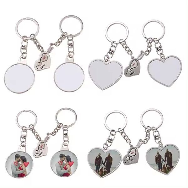 Couples Keyrings Sublimation Love Keychain For Couples Romantic Key Chain