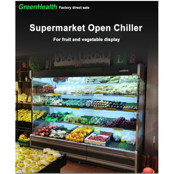 Supermarket Drinks Cooler Commercial Display Freezer Fruit Vegetable Multideck Open Chiller CE