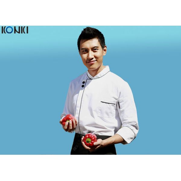Side Open Chef Cook Uniforms White Color Long Sleeve For Men