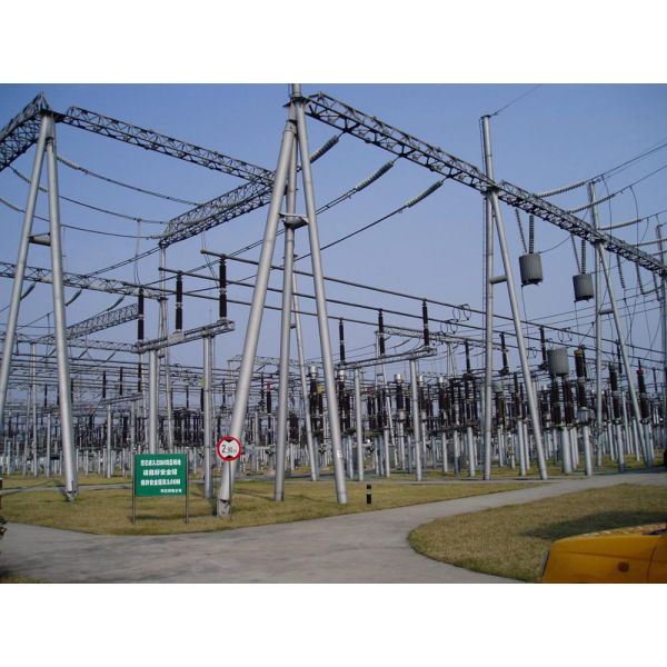 High Voltage Galvanized 220KV Power Transformer Substation Structures Electric Power Pole