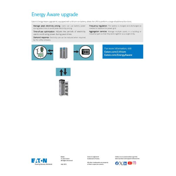 Eaton Power Cube 1000KVA UPS Uninterruptible Power Supply with Three Phase and 97.3% Efficiency for Data Centers
