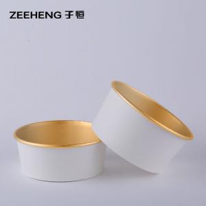 China Disposable Gold Foil Paper Bowl Custom Printing Container Paper Salad Bowl With Lid on sale