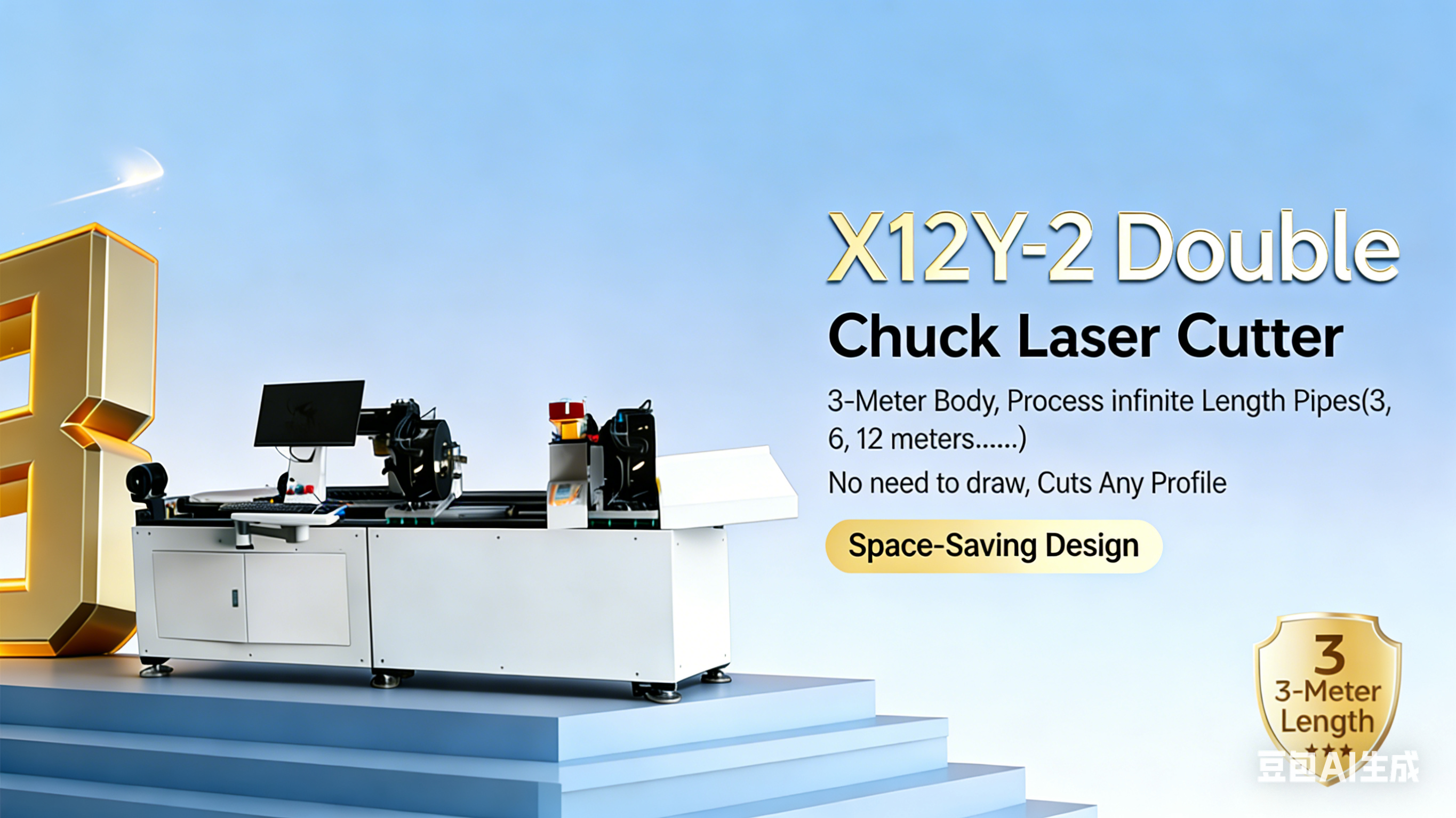 Raycus Laser Pipe Cutting Machine with 350mm Maximum Pipe Diameter, 1.5G Acceleration, and Water Cooling System