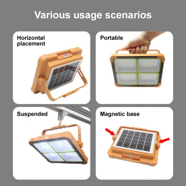 Portable IP66 Solar Outdoor Flood Light Rechargeable with LED