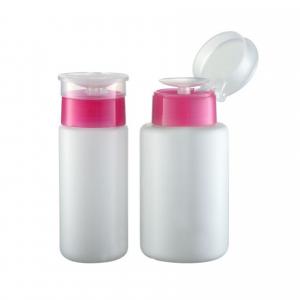 China Highly OEM/ODM 100ml/180ml Nail Polish Remover Plastic Bottle with Press Pump Flip Top Cover on sale