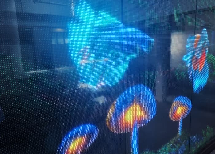 Flexible Ultra Transparent Film P10 Led Screen Indoor Full Color High Transparency Glass Video Display