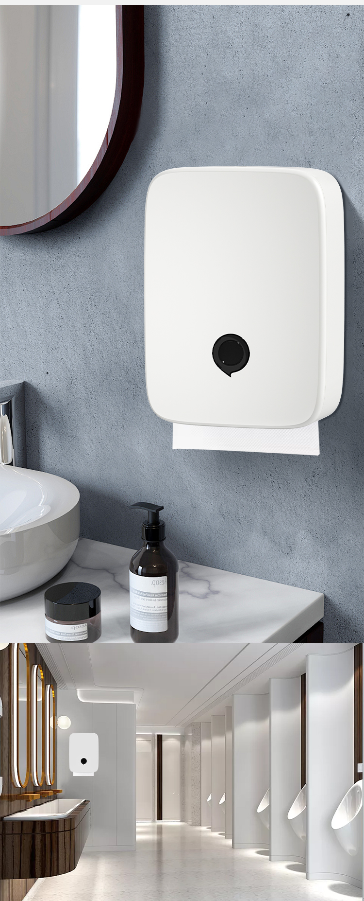 Modern ABS Plastic Paper Dispenser User Friendly Wall Mount Multi Towel Holder For Hotels