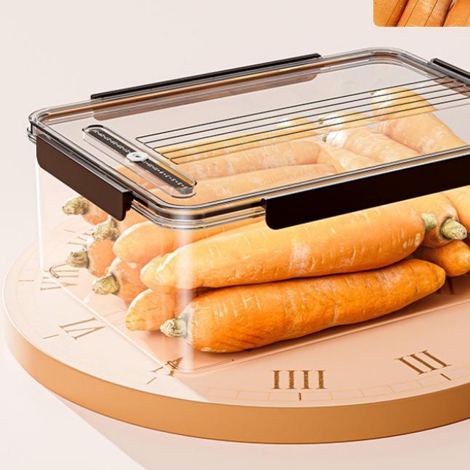 Crisper Modern Square Food Grade Refrigerator Storage Box PC Storing Kitchen Vegetables Fruits Frozen Foods Bento Sealed