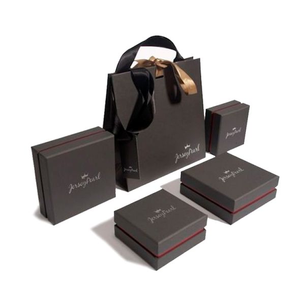 Offset Printing 300gsm Black Paper Bags With Handles