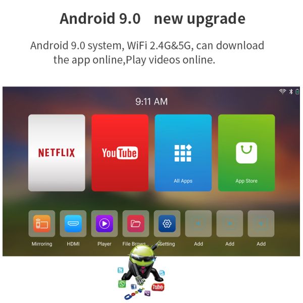 Flyin DLP Mini Smart Led Projector S90 Android Systems Battery WiFi Build In For Home Theater Use