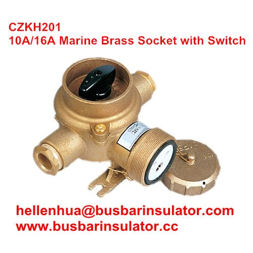 10A/16A marine brass socket with switch CZKH101 electrical connectors IP56