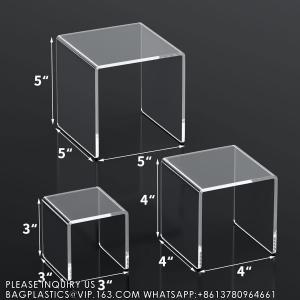 China Acrylic Display Boxes Clear Cube Riser Transparent Display Cases For Collectibles 5 Sided Acrylic Cube Organizer on sale