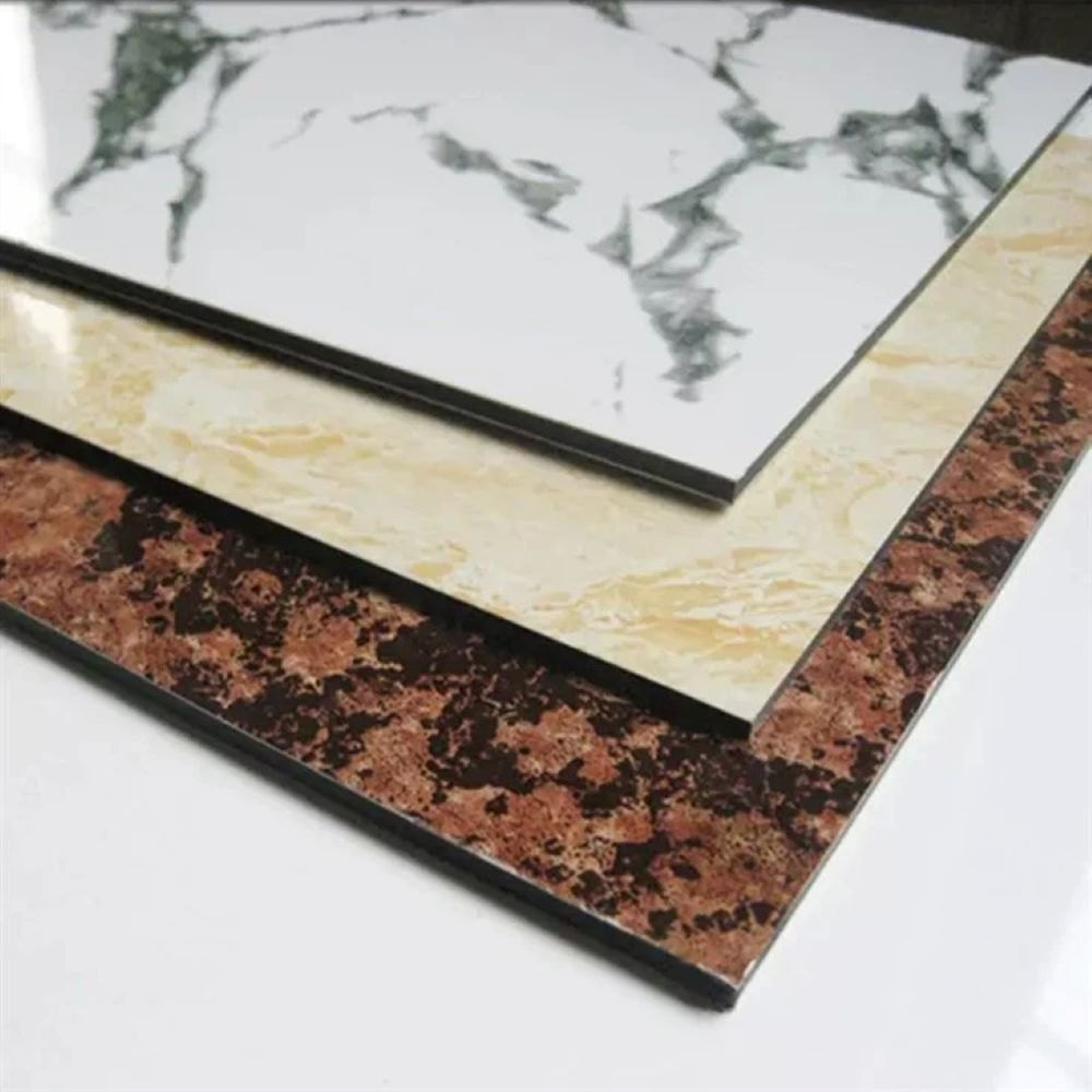 4mm Grey PVDF Coated Marble Aluminum Composite Panels A2 Fire Rated Marble ACP Sheets 2440mm With Scratch-resistant