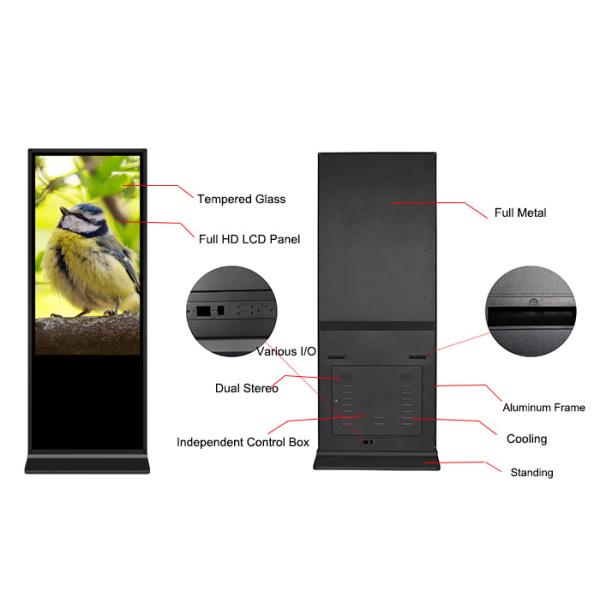 43 Inch Floor Standing LCD Digital Signage Multi - Language 1200nits Touch Screen