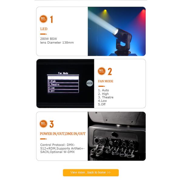 Professional IP66 Waterproof 280W LED BSW Moving Head Light with CMY for Outdoor Concert Event Party Wedding Disco Club