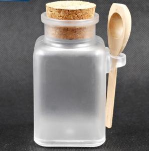 Buy cheap Square shape cork bath salt jars with wooden spoon product