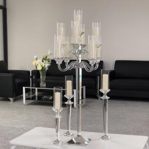 China K9 Crystal Glass Candelabra For Sale Taper Pillar Candles Wedding Party Table Decor on sale