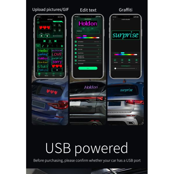 IP64 Interactive Car Led Screen For Advertising And Safety Alerts Holiday Greetings
