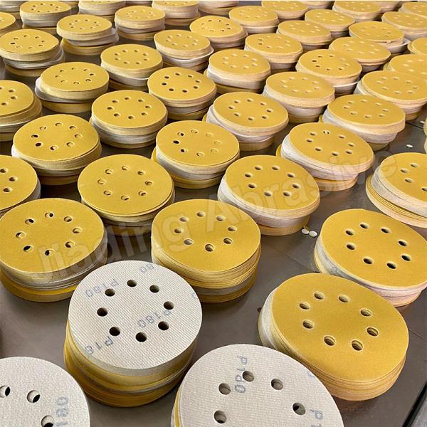 Customized Support 6 inch Yellow Flocking Round Sanding Disc for Automotive Grinding