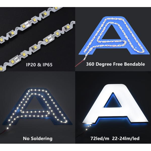 Bendable led strip lights DC 12V - zig zag led strip flexible white color super bright for backlit led channel letters
