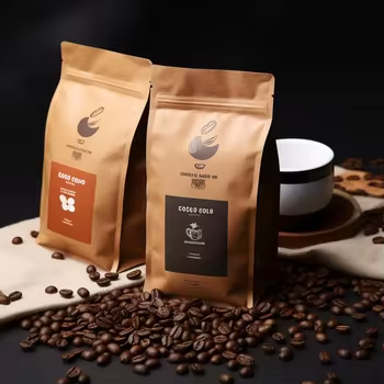 Custom Printed Bolsas De Cafe Waterproof Valve Zipper Flat Bottom Plastic Coffee Packaging White/Black/Brown/Golden Coffee Bag