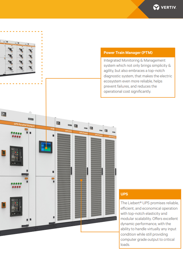 VERTIV Liebert APT Power Distribution Cabinet with 600kW Capacity, 1443A Rated Current, and 24 Sockets for Data Centers