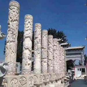 China D500 Marble Stone Sculpture Hand Carved Dragon Gate Roman Marble Column on sale