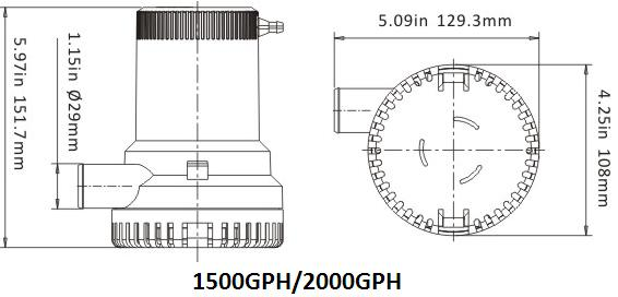 1500GPH-2000GPH 12V 24V DC Marine Bilge Pump Automatic Computerized Sump Pump