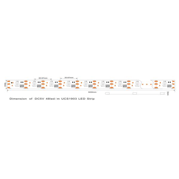 DC 5V / 12V Digital LED Strip Lights , UCS1903 Decorative LED Rope Light