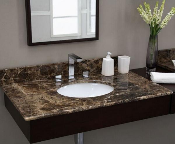 Marron Emperador Dark Marble Stone Slab , Granite Bathroom Tiles For Floor And Wall