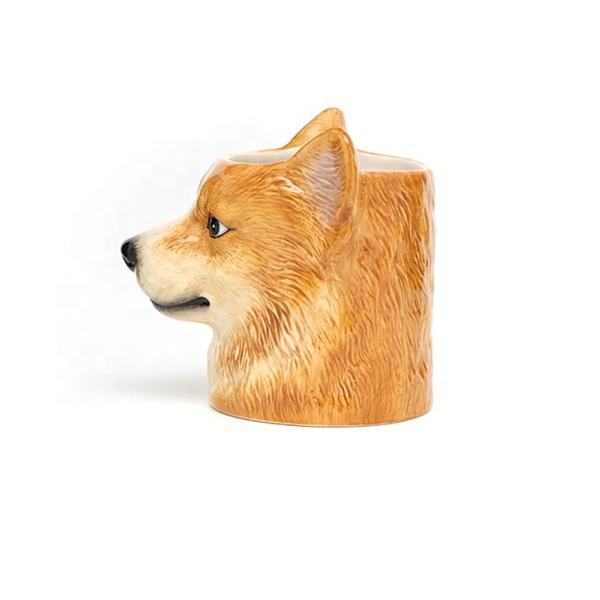 Best Selling cute earthenware 3d dog shaped Animal Ceramic Mugs Design with 3D handpaint zara