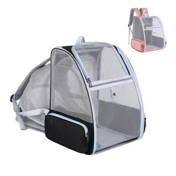 Semi Circle Pet Backpack Carriers Extendable Collapsible Cat Carriers OEM With Safety Straps