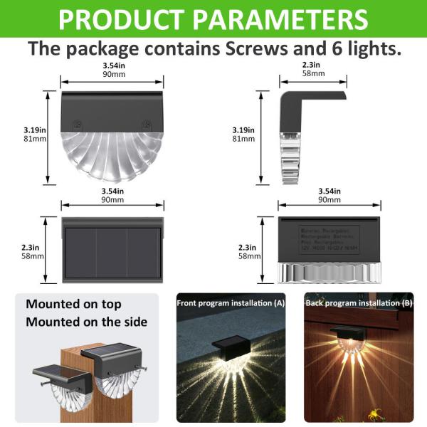 Soft Warm White Solar Powered Fence Post Lights Outdoor Waterproof 2700K