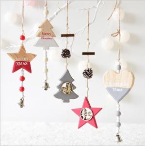 Buy cheap New Year Wood craft Christmas Ornaments Pendant Hanging Gifts star heart Xmas Tree Decor  Home party christmas decor product