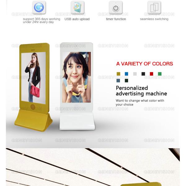 Golden 43 Inch Iphone Style Touch Screen Kiosk Totem Networkd Display Managing Software