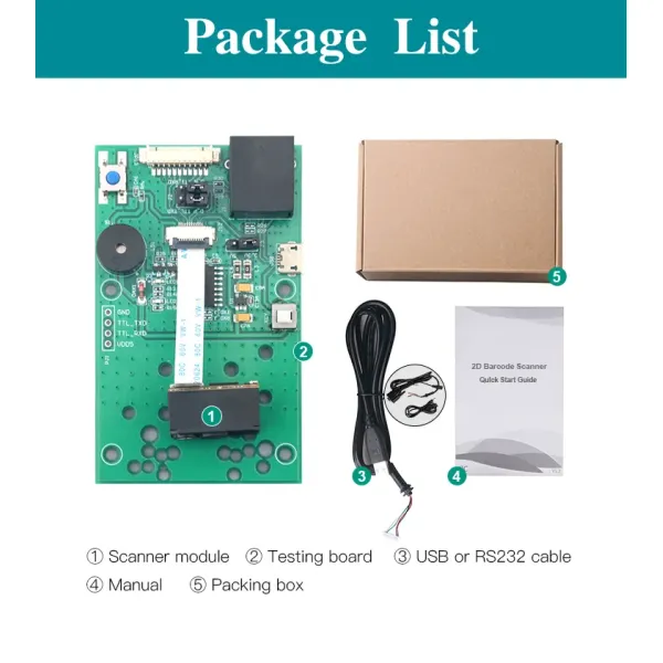 Fast Scanning 2D Barcode Scanner Module with 40-530mm Depth of Field and 35cm/S Scan Speed