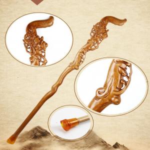 Buy cheap T Handle Rubber Foot Wood Walking Cane , Peach Wooden Walking Stick For Elders product