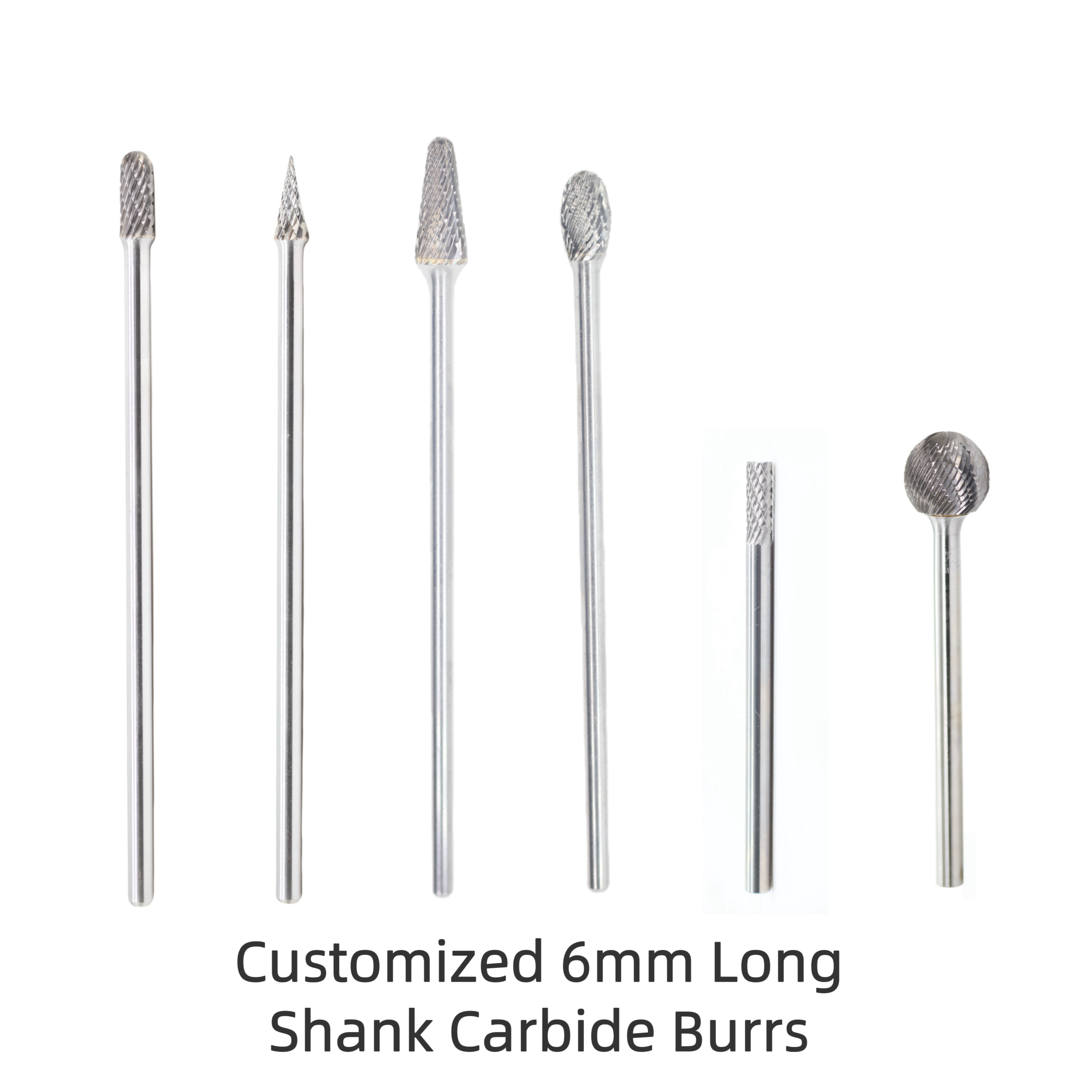 Customized E-Oval Shape Tungsten Crbide Burrs 12*20 Standard Double Cut 6mm Shank With 170 Shank Length