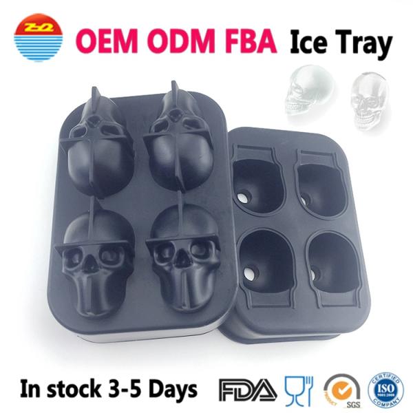 Easy Release Shaped Ice Cube Trays , No Breakage Silicone Ice Cube Molds