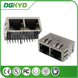 10/100/1000BASE 2 Port RJ45 Jack Combo 8P8C , 1x2 RJ45 Connector With Transforme