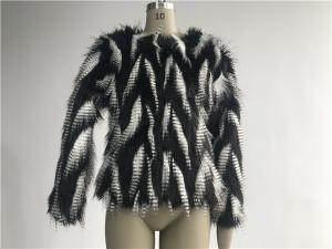 Buy cheap Black / White Short Ladies Fake Fur Coats Round Neckline With 3/4 Sleeve TWS014553 product