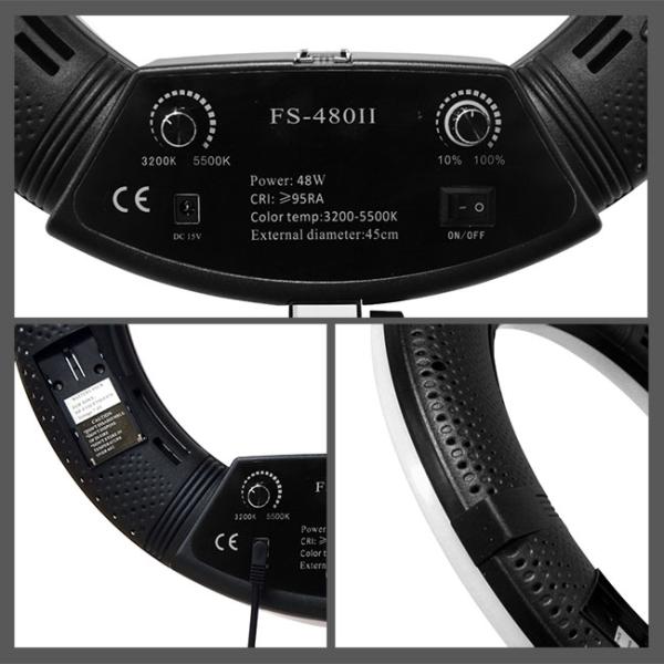 White 18-inch ring lighting with dimmable light, suitable for live broadcast, fill light and photography