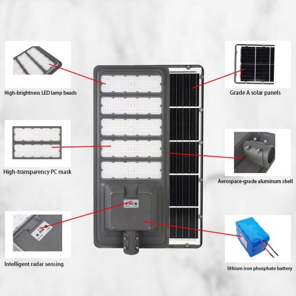 All In One Integrated LED Solar Street Light With Remote Control IP65 Waterproof