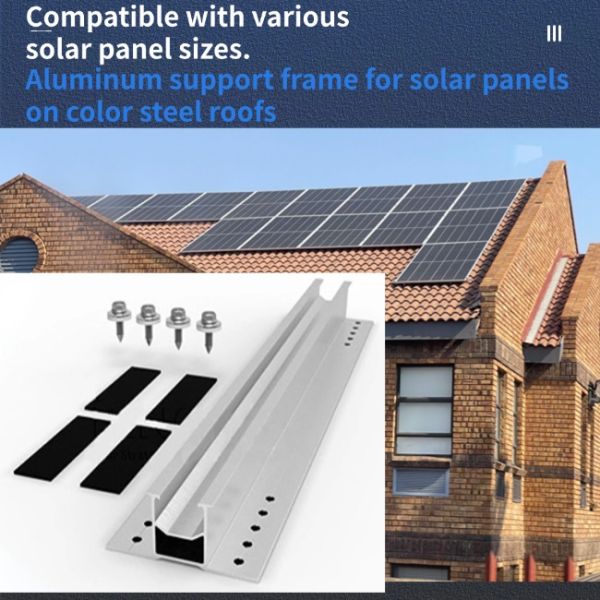 Short Solar PV Mounting Rail Solar Kits Aluminium Metal Structure Pitched