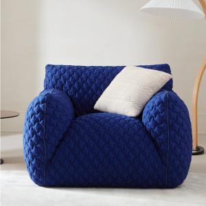 Buy cheap Vacation Hotel Waiting Room Sofa Modern Single Blue Linen Fabric Sofa product