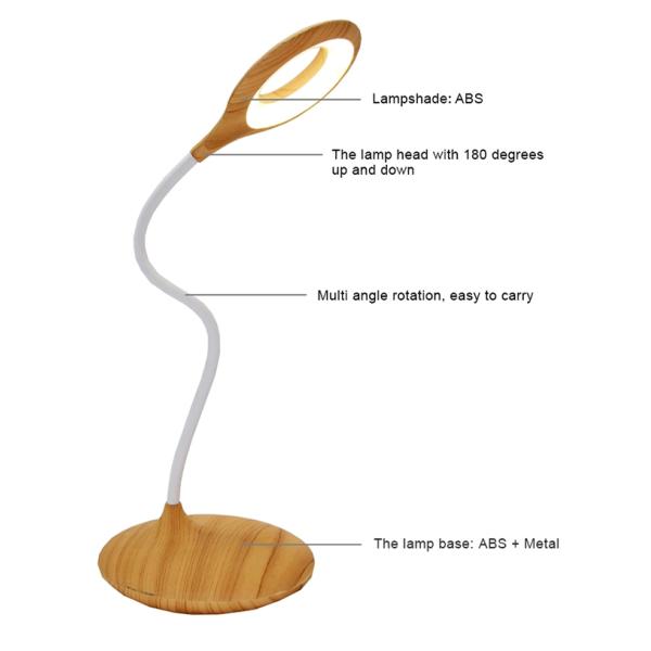 Natural Light USB LED Table Lamp High Luminous 3 Lighting Modes Good Heat Dissipation