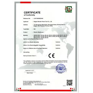 Ningbo Wonder Power Tech Co., Ltd. Certifications